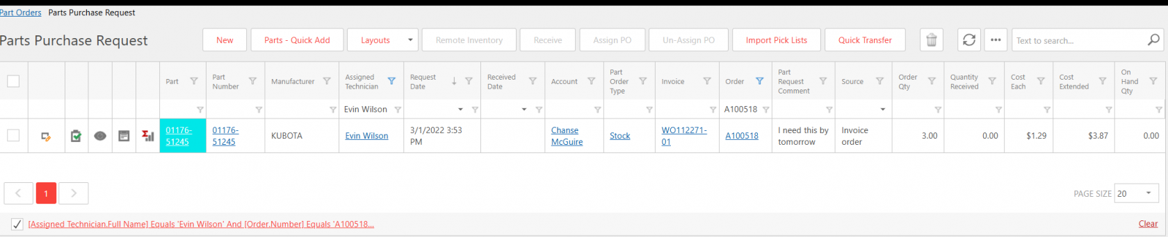 Interface of Purchase Orders