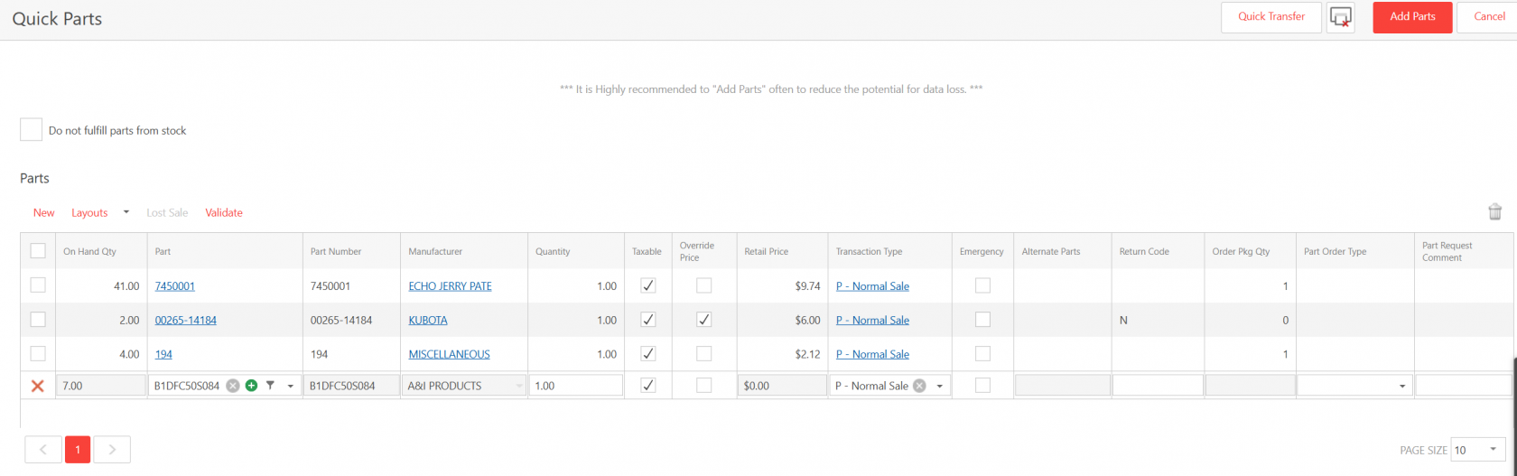 Interface for Quick Keys